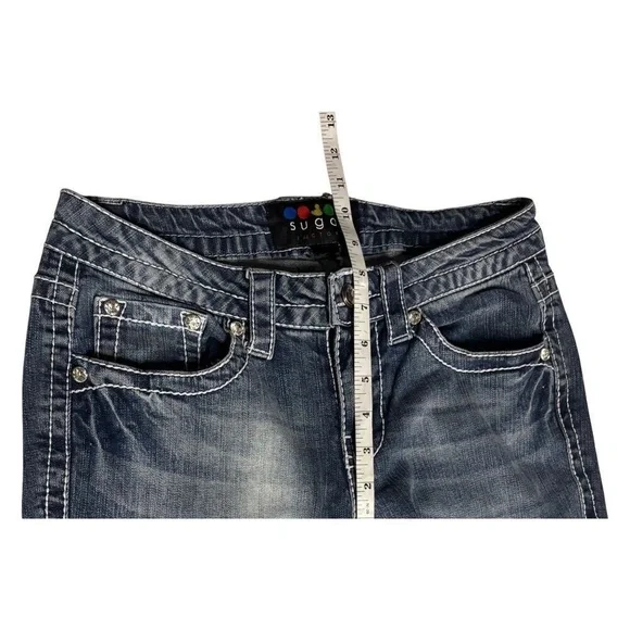 Sugar Factory Size 28”, US 6 Embroidered Medium Blue Bootcut Jeans (retail $299) - Picture 7 of 8